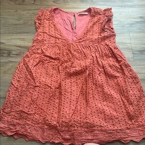 Mustard Seed Coral Eyelet romper with built in shorts